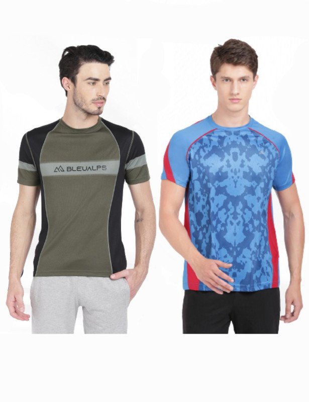 BleuAlps Stylish Men Activewear Sports Round Neck Half Sleeve T-Shirt