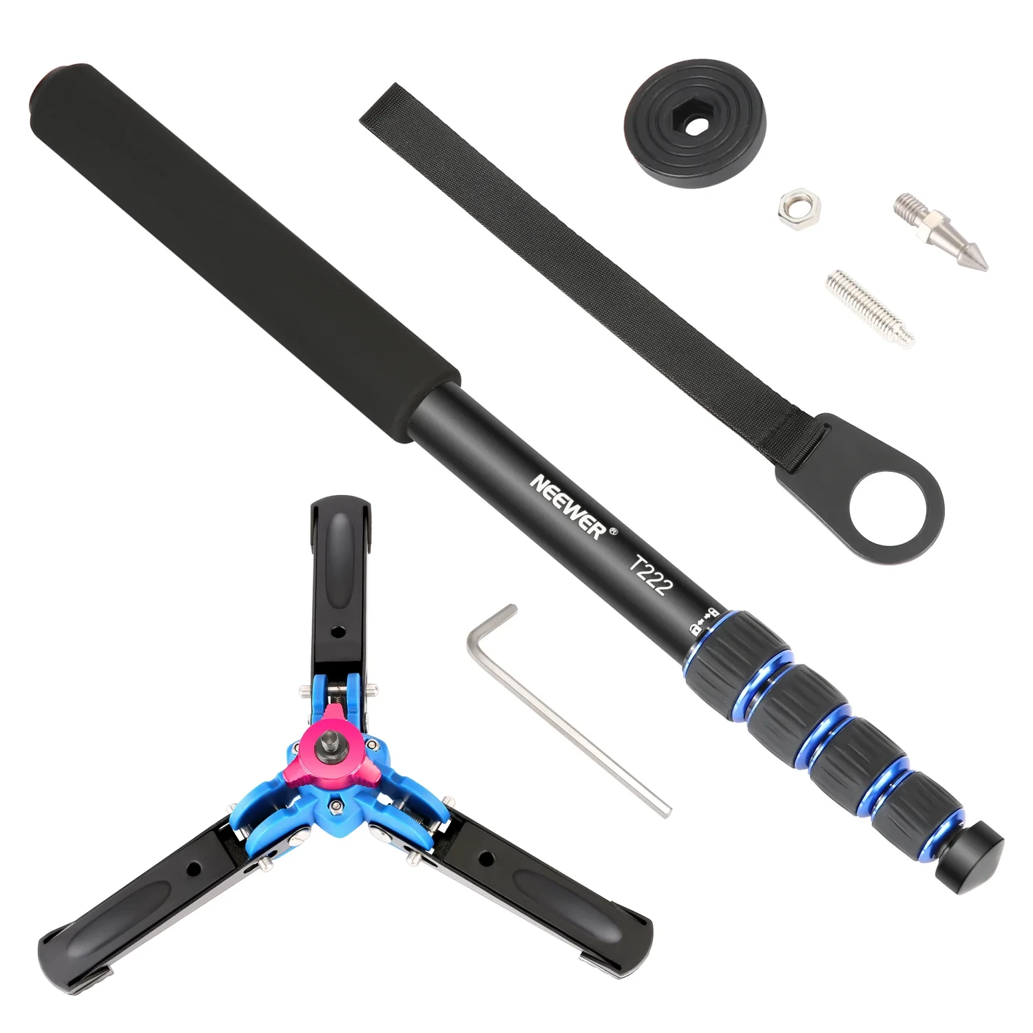 Extendable Camera Monopod with Foldable Tripod Support Base