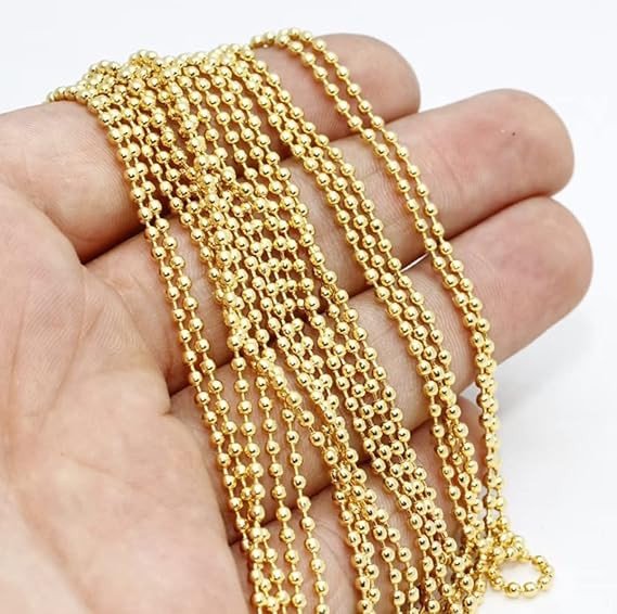 Golden Ball Chain For Embroidery, Jewelry making - 10 Mtr