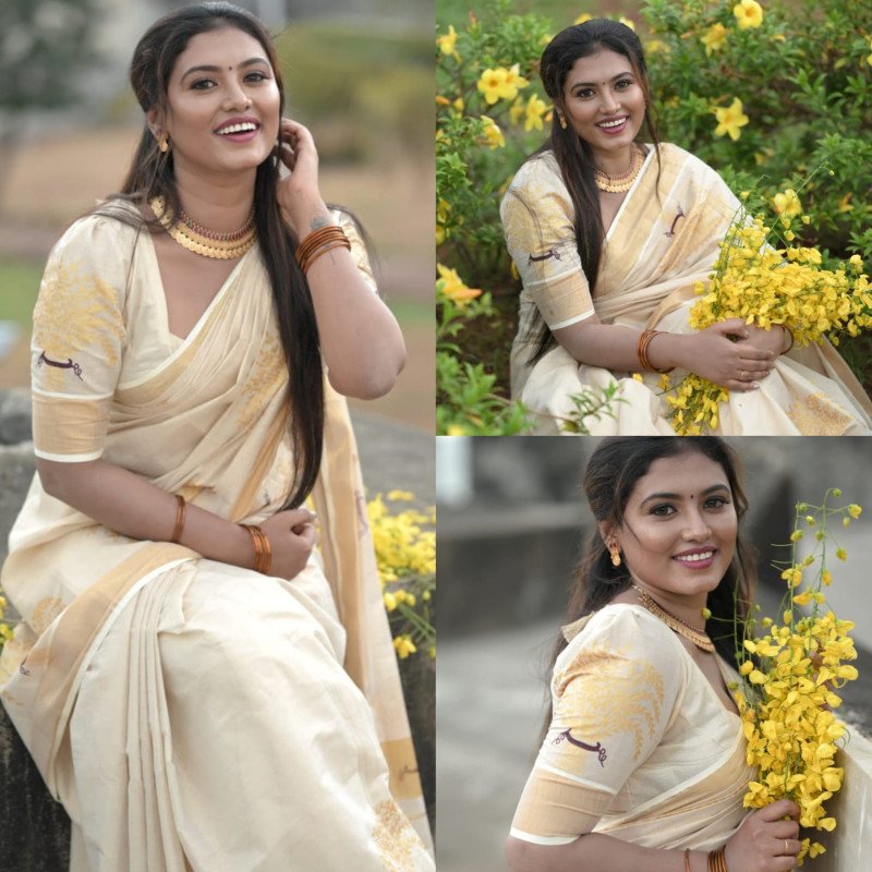 Party Wear aari work Nagapadam Tissue Set Mundu, With blouse piece at Rs  1450 in Palakkad