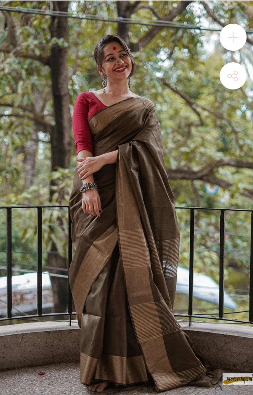 Edathal Star Collection's Stylish Viscose Silk Saree With Copper Twisted Pallu - Multi Colour | Viscose Silk Saree