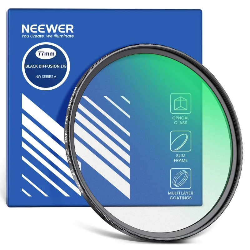 NEEWER 1/8 Black Diffusion Filter Cinematic Dreamy Effect Filter