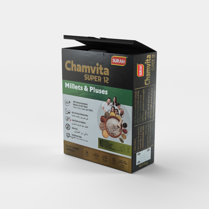 ChamVita Super 12 Natural Organic Millets & Pluses - 400g | 100% Natural Ingredients, Delicious, Perfect Flavour Rich in Protein & Dietary Fiber | Good Choice for Diabetes & Children | Gluten-Free
