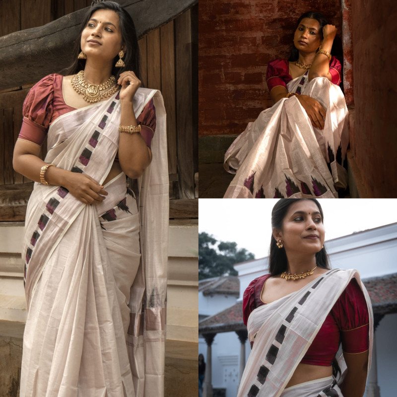 Golden Raw Cotton Kerala Kasavu Saree, 5.5 M (separate Blouse Piece) at Rs  1990 in Ernakulam