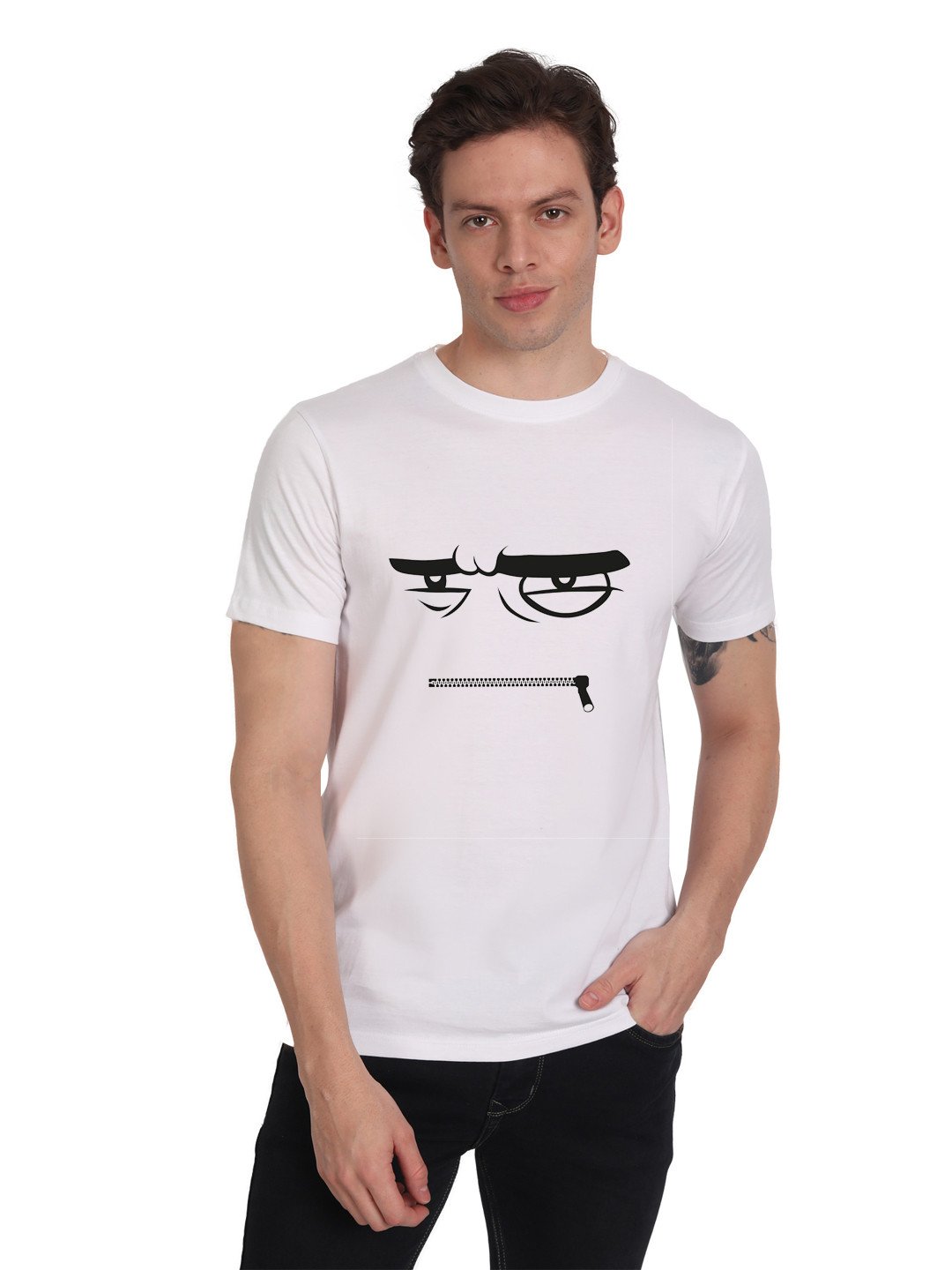 Beorign Casual And Formal Slim Fit Solid Men's Printed T-Shirt - White Colour | T-Shirts | Gents T-Shirts