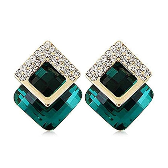 Crystals From Swarovski Stud Brass Gold Plated Earring for Women and Girls.