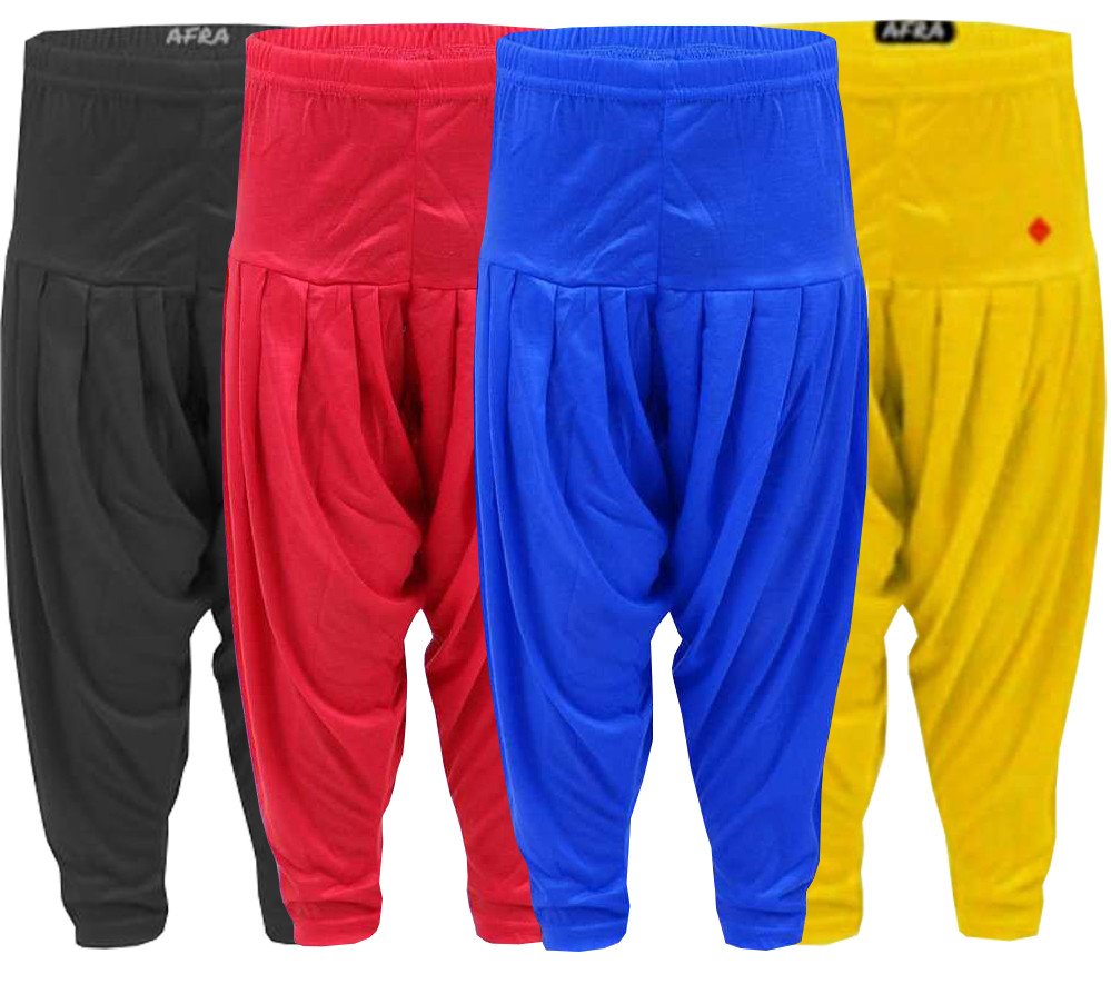 AFRA Garments Attractive Kid's Plain Patiala Pants (Combo-Pack of 4) - Multi-coloured | Dhoti | Patiala Pants (4 in 1)
