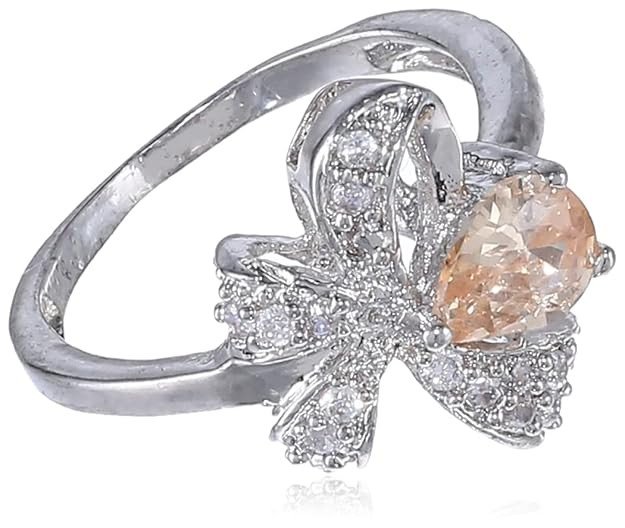 Marquise Bow Rhodium Plated Ring for Women(R80338_9)