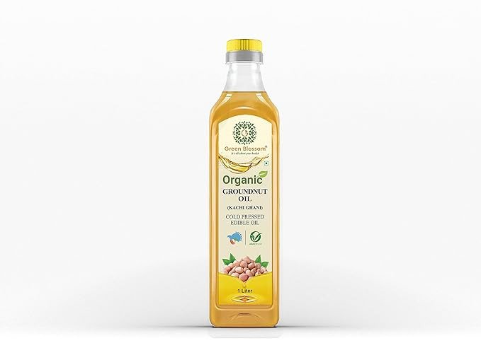 Green Blossom 100% Pure Natural & Original Groundnut Oil - 1 Liter | High in Antioxidants | 100% Organic | Chemical Free & Pesticides Free | Double Filtered