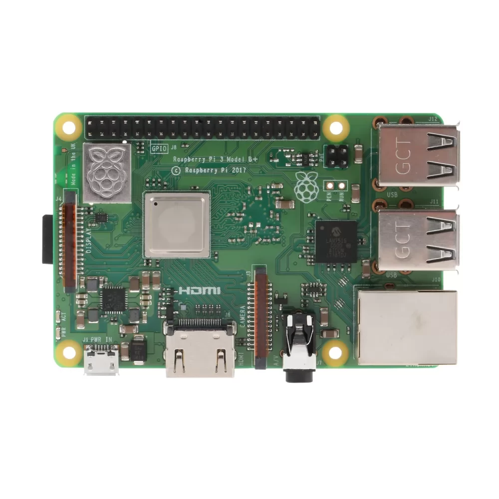 Raspberry Pi 3 Model B+ (plug) Built-in Broadcom 1.4GHz Quad-Core 64 bit Processor, Wifi, Bluetooth & USB Port
