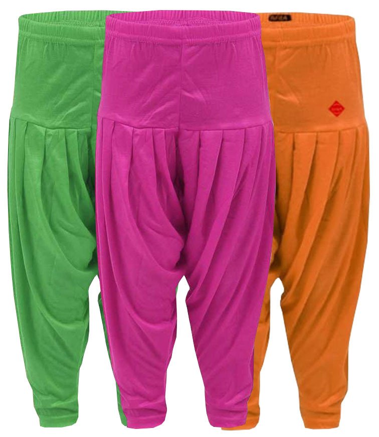 AFRA Viscose Attractive casual Ankle Length Solid Patiala Pant For Kid's (3 Pack Combo) | Dhoti For Kid's | Girl's Patiala Pants (3 in 1)