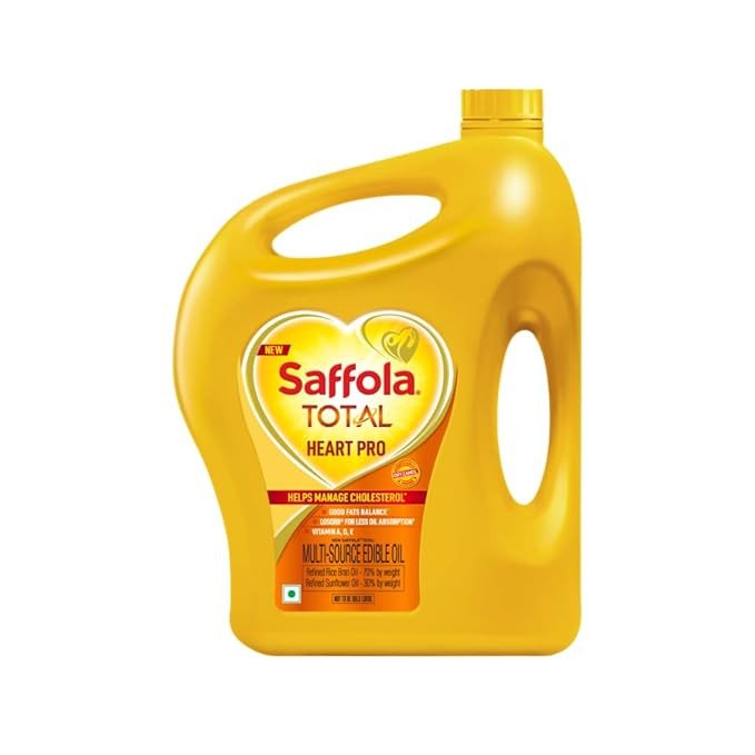 Saffola Total Oil | Heart Pro | Multi source Edible Oil (Blend of Refined Ricebran oil & Refined Sunflower oil) | Power of 6 | Helps Manage Cholesterol | 5 Litre Jar