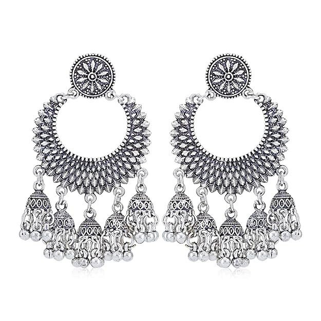 Trendy Oxidised Chandelier Earring for Women (SKR56748)