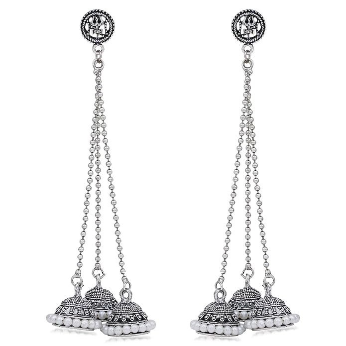 Ethnic Oxidised Pearl Jhumki Earring For Women (SKR56813)