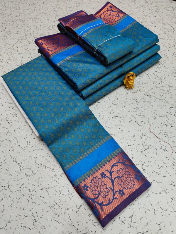 Edathal Star Collection's Beautiful & Attractive Women's 3D Embossed Karizma Soft Silk Saree