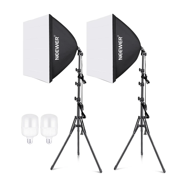 NEEWER NK200 24x24"/60x60CM 700W Photography Softbox Kit - Light Kit with 2Pack Bulbs