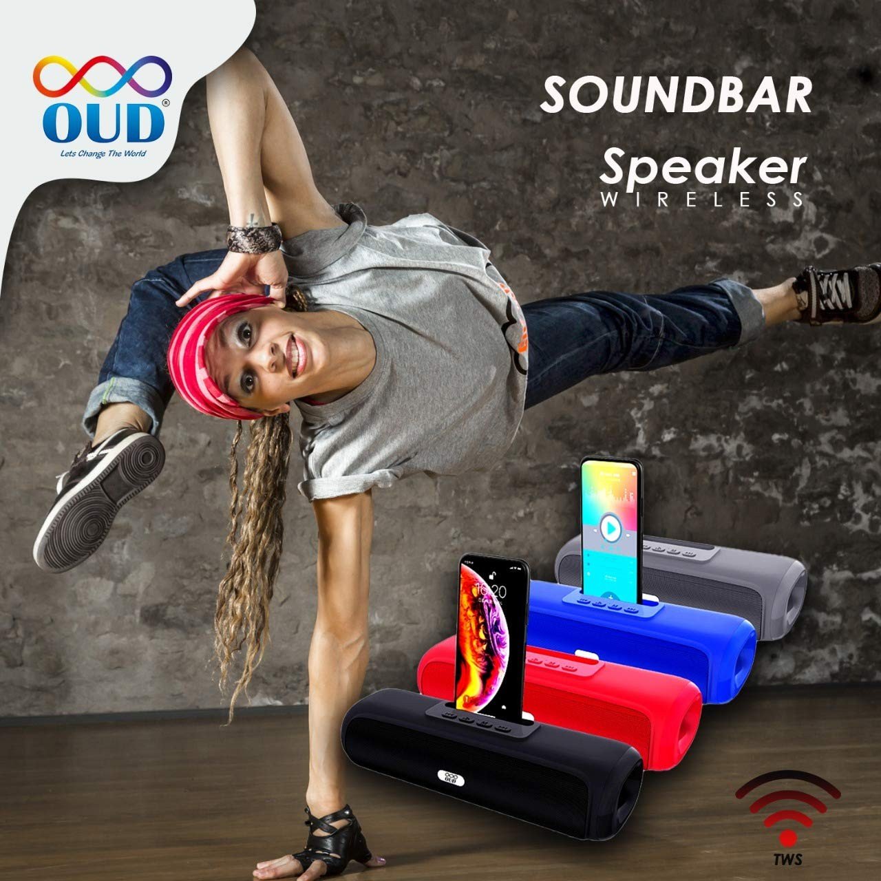 OUD® BT-407 FM SoundBar Wireless Bluetooth Speakers with Attractive Dual Speaker with 10W Power Output,Stereo Bass Sound System with 10 Meter Range