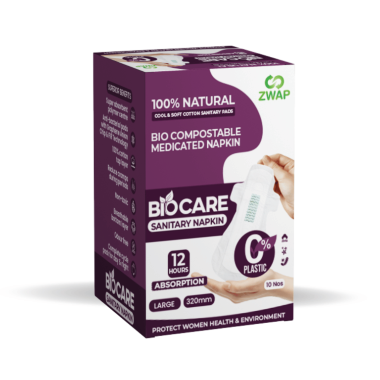 ZWAP Biocare Bio-Compostable Medicated Sanitary Napkin Sanitary Pads