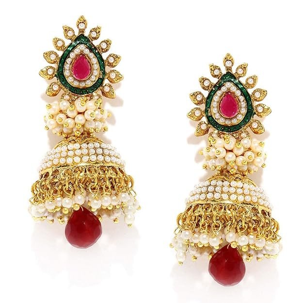 Fabulous Gold Plated Pearl Jhumki Earring For Women (6344EGLDPP850), One Size.