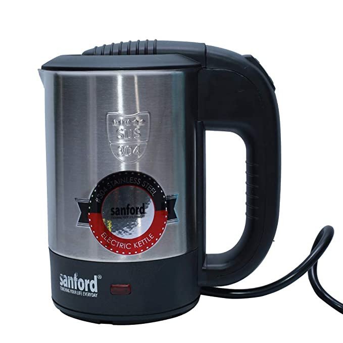 Sanford Stainless Steel Electric Kettle 0.5 Liter Silver Colour | SF861EK BS | Over Heat Protection | 1100 W | Tea Pot | Coffee Pot