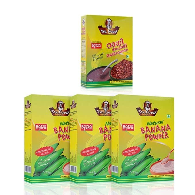 Dr Food Combo Pack Banana Powder 500g (3Nos) And Ragi Powder 400gm (1No)