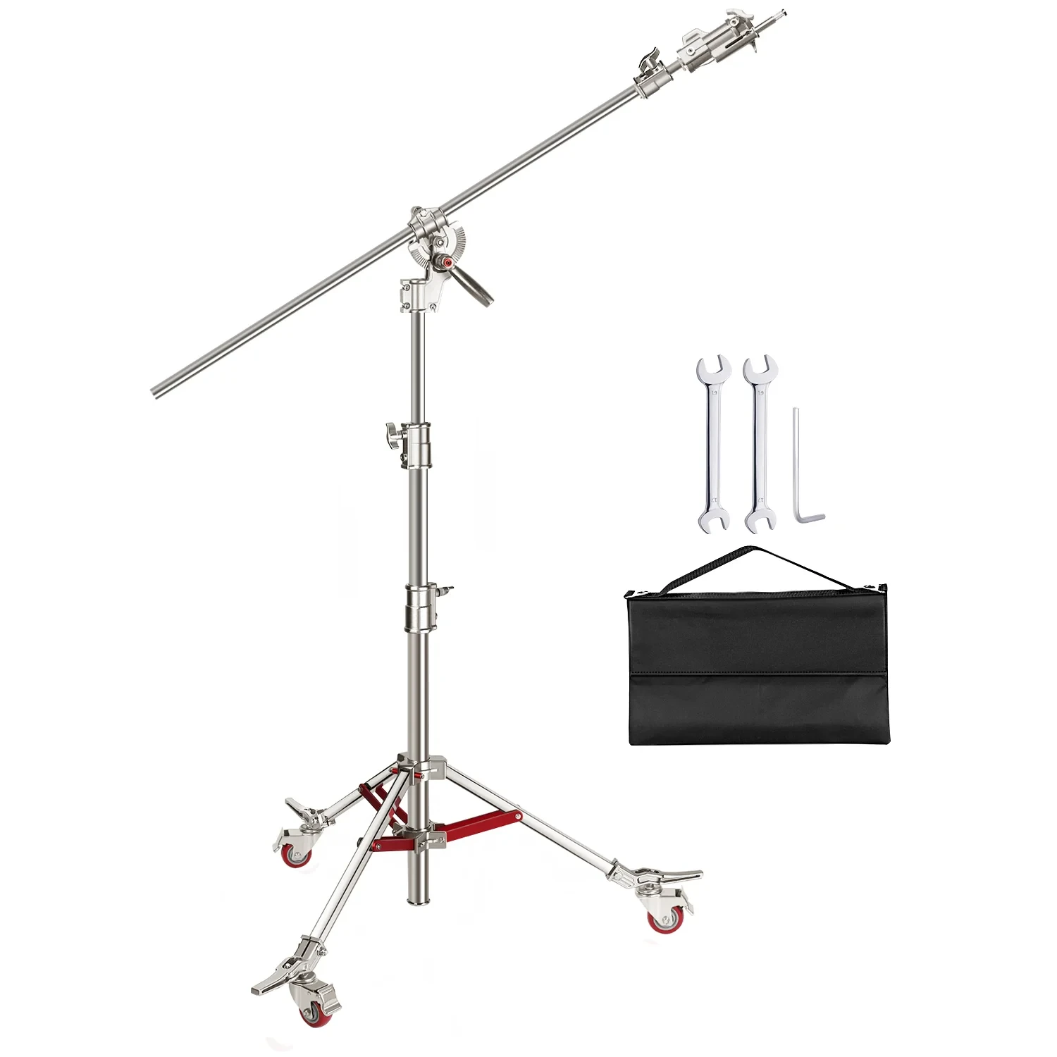 305cm Stainless Steel C Stand Light Stand with Casters