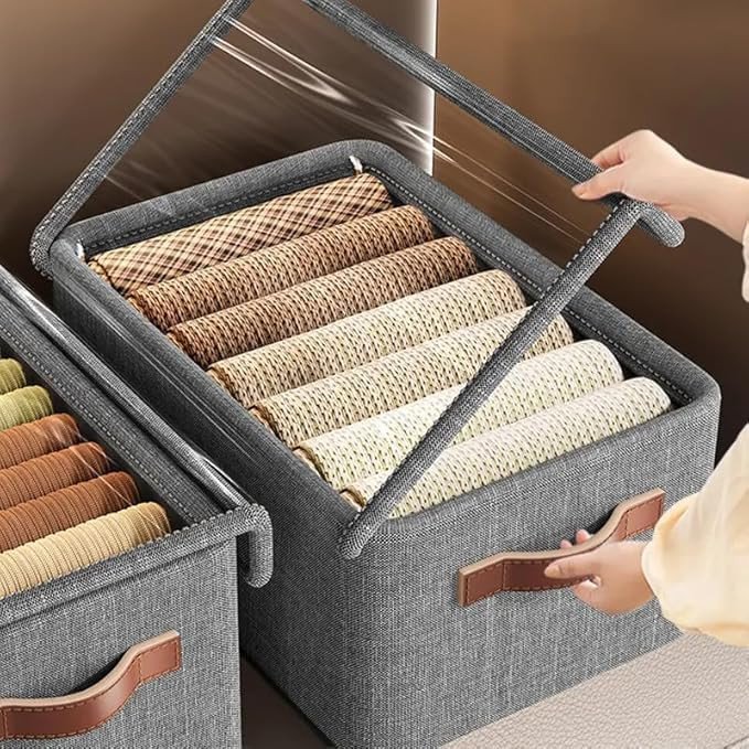 SmartGadgets 26 Litre Storage Box With Lid Clothes Storage Box With Lid Folding Storage Box With Handles Durable Clothes Basket For Blanket Space-saving Storage And Organizer For Wardrobe (1 pcs)