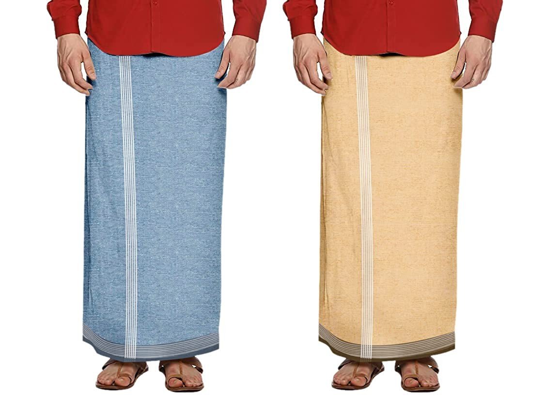 GONATURS Men's Handloom Cool Cotton Plain Colour Lungi, Free Size