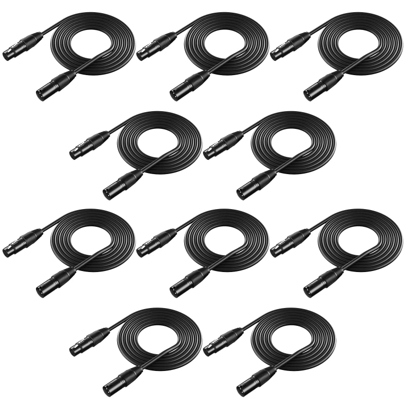 10-Pack 2m XLR Male to Female Connection Cable