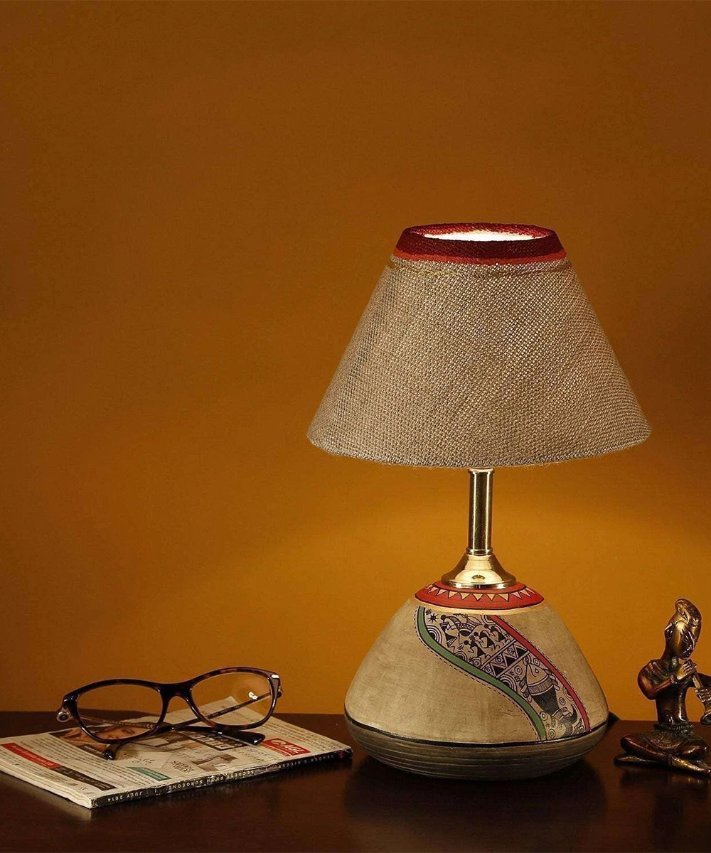 Handcrafted Hand Painted Terracotta Table Lamp for StudyLiving RoomHome Decor