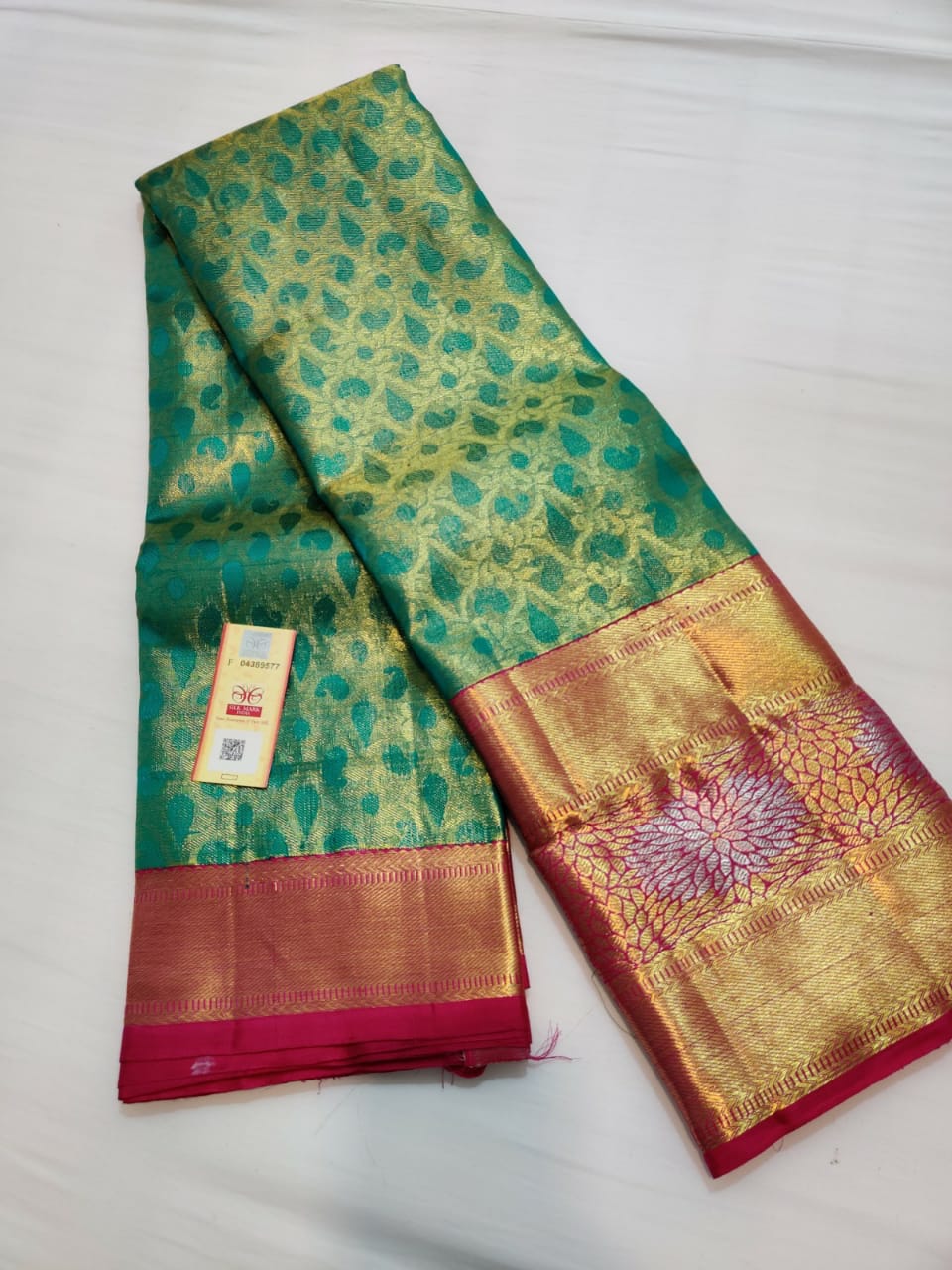 ELC Weddig silk  saree with two gram gold Zari border