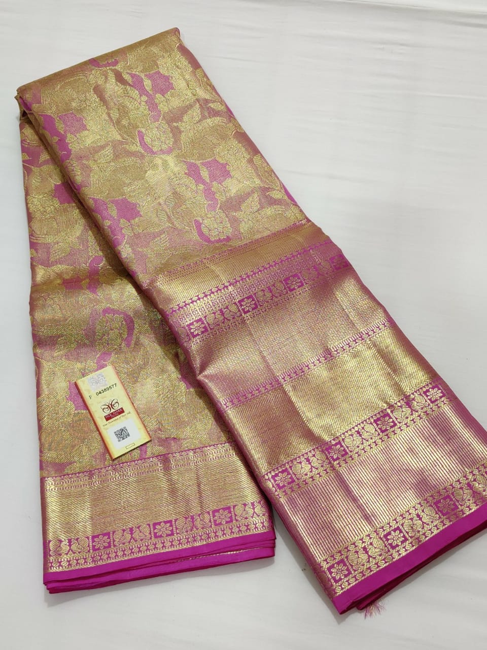 ELC Weddig silk  saree with two gram gold Zari border
