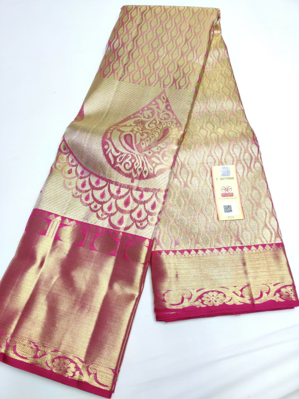 ELC Weddig silk  saree with two gram gold Zari border