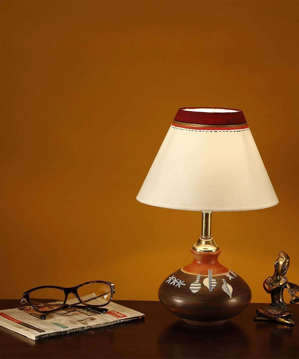 Terracotta Hand-Painted Pot Shaped Decorative Bedside Table Lamp  Table Lamps for Home Decor