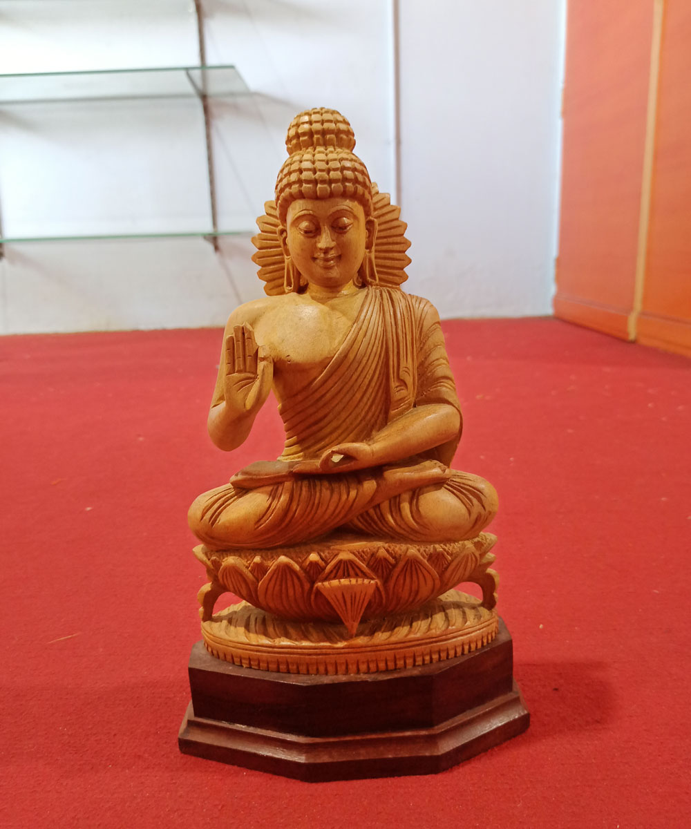 Wooden Carved Sitting Buddha Statue
