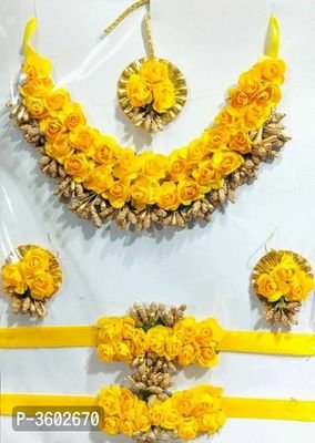 FSS Yellow Flower Jewelry Gota Patti Set