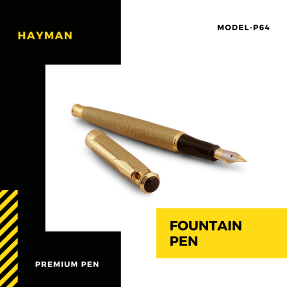 EHP Hayman Dikawen 24 CT Gold Plated Fountain Pen with Box (P-64)
