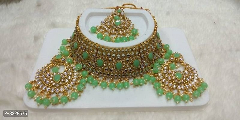 FSS  Pearl  Green Collection Bridal Choker Jewelry Necklace Set