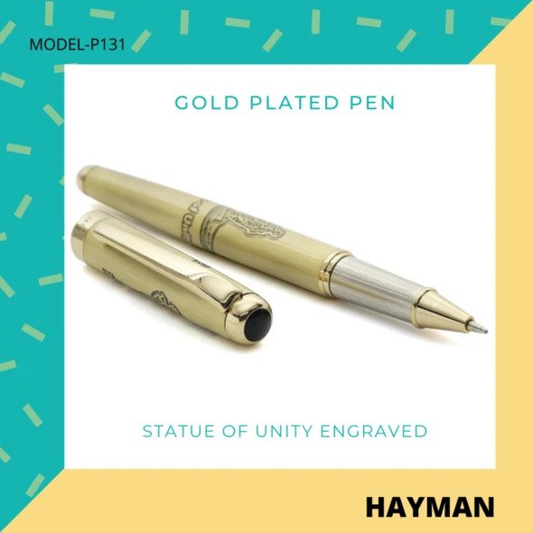 EHP Hayman 24 CT Gold Plated statue of unity Engraved Roller Ball Pen with Box (P-131)