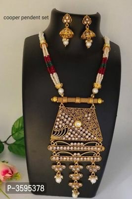 FSS Antique Gold Plated Brass Bead Work Jewelry Set