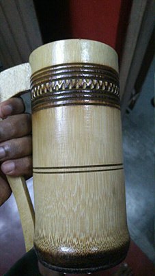 Bamboo  Natural Glass Eco Friendly 3 Inch Dia And 6 Inch Tall 500 ML Stylish Handicraft Rare Collection Of Indian Handicraft Pack Of 6