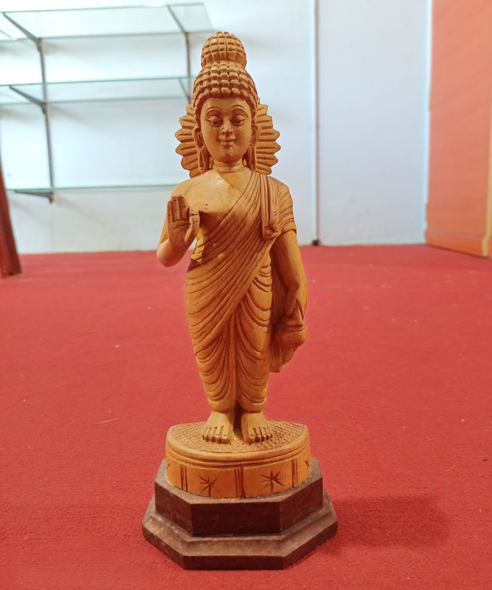 Wooden Carved Standing Buddha Statue