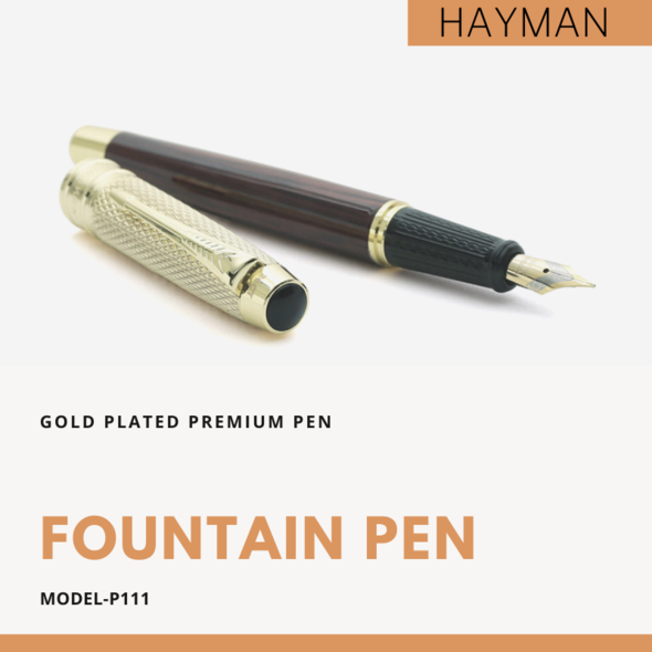 EHP Hayman Dikawen 24 ct Gold Plated Fountain Pen With Gift Box (P-111)