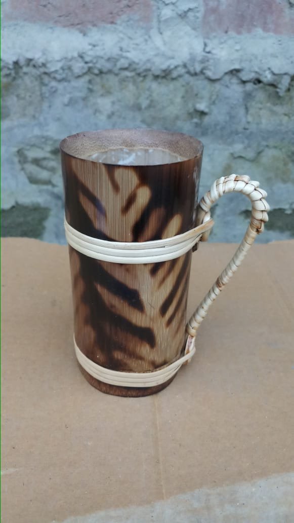 Natural  Bamboo Traditional Design Decorative Mug 5 Inch Pack Of 6