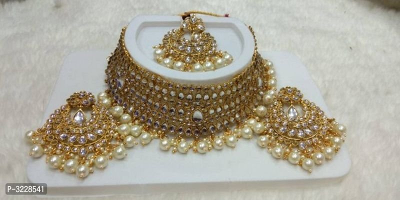 FSS  Pearl  Yellow Collection Bridal Choker Jewelry Necklace Set