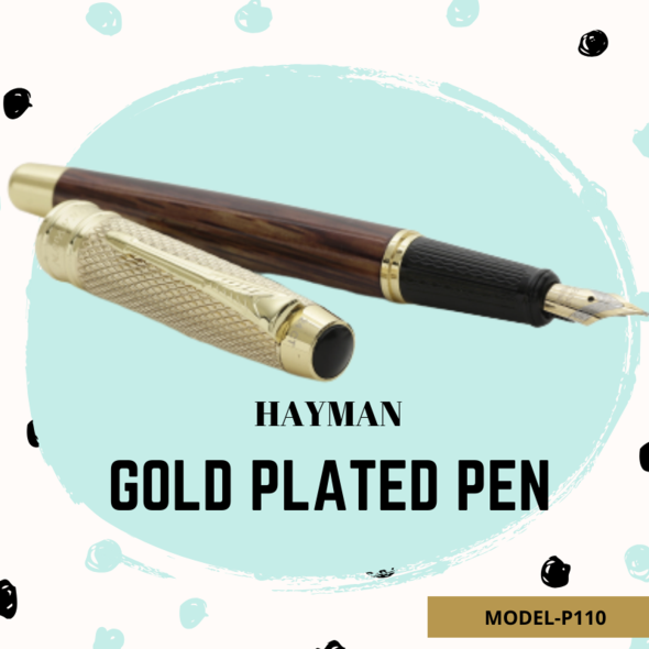EHP Hayman Dikawen 24 ct Gold Plated Fountain Pen With Gift Box (P-110)