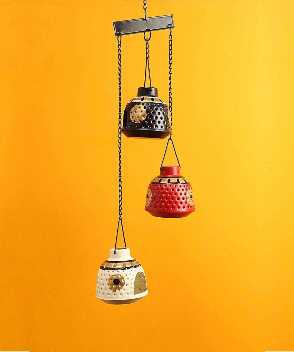 Home Decorative Metal Table Top Cum Hanging Tea Light Candle Holder Set Tealight Candle Holder