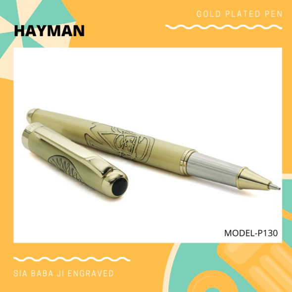 EHP Hayman 24 CT Gold Plated Sia baba ji & om Engraved Roller Ball Pen with Box (P-130)