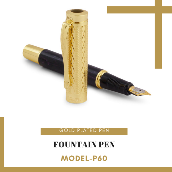 EHP Hayman Dikawen 24 CT Gold Plated Fountain Pen With Box (P-60)