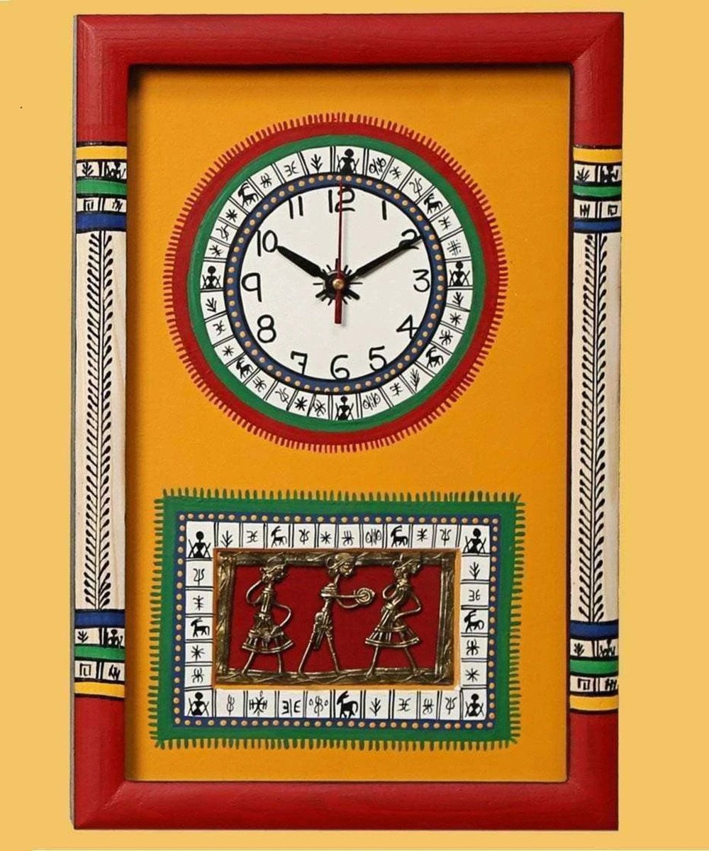 Handcrafted Traditional Wooden Wall Clock for Living Room Wall clock for bedroom with Dhokra work